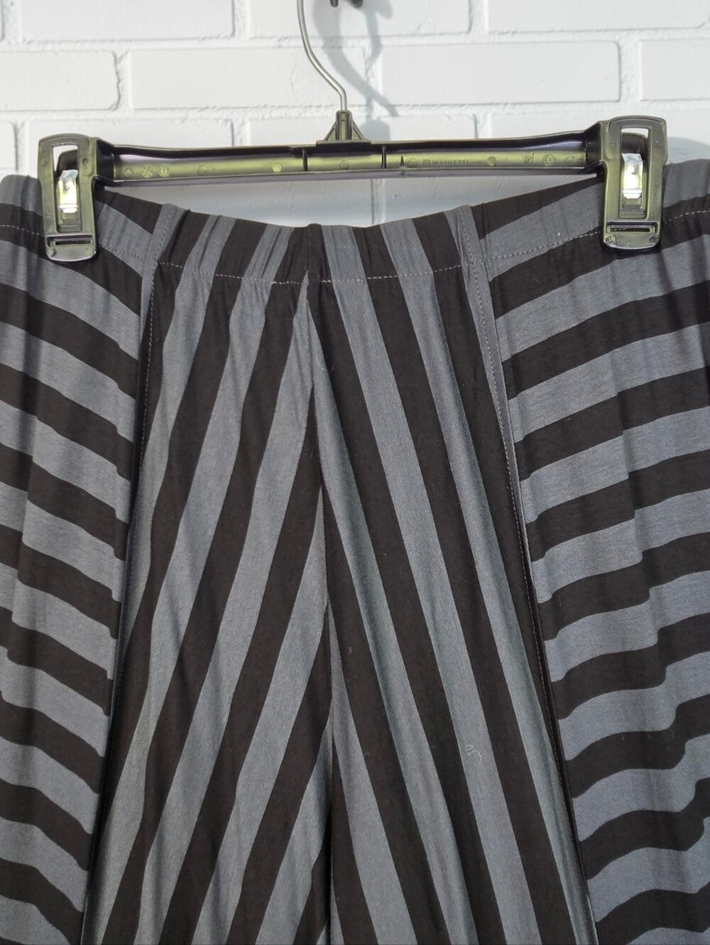Alembika Knit Lantern Pant Black Grey Stripes Wide Leg Art To Wear Size 3 / Med - Picture 11 of 16